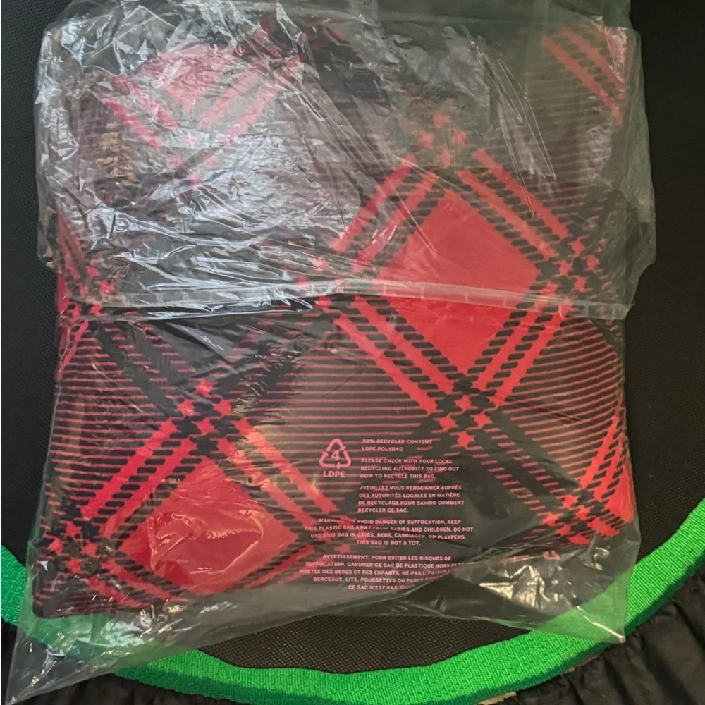 Victoria’s Secret PINK Blanket 2025 Red & Black Heart Dog Sherpa Buffalo Plaid